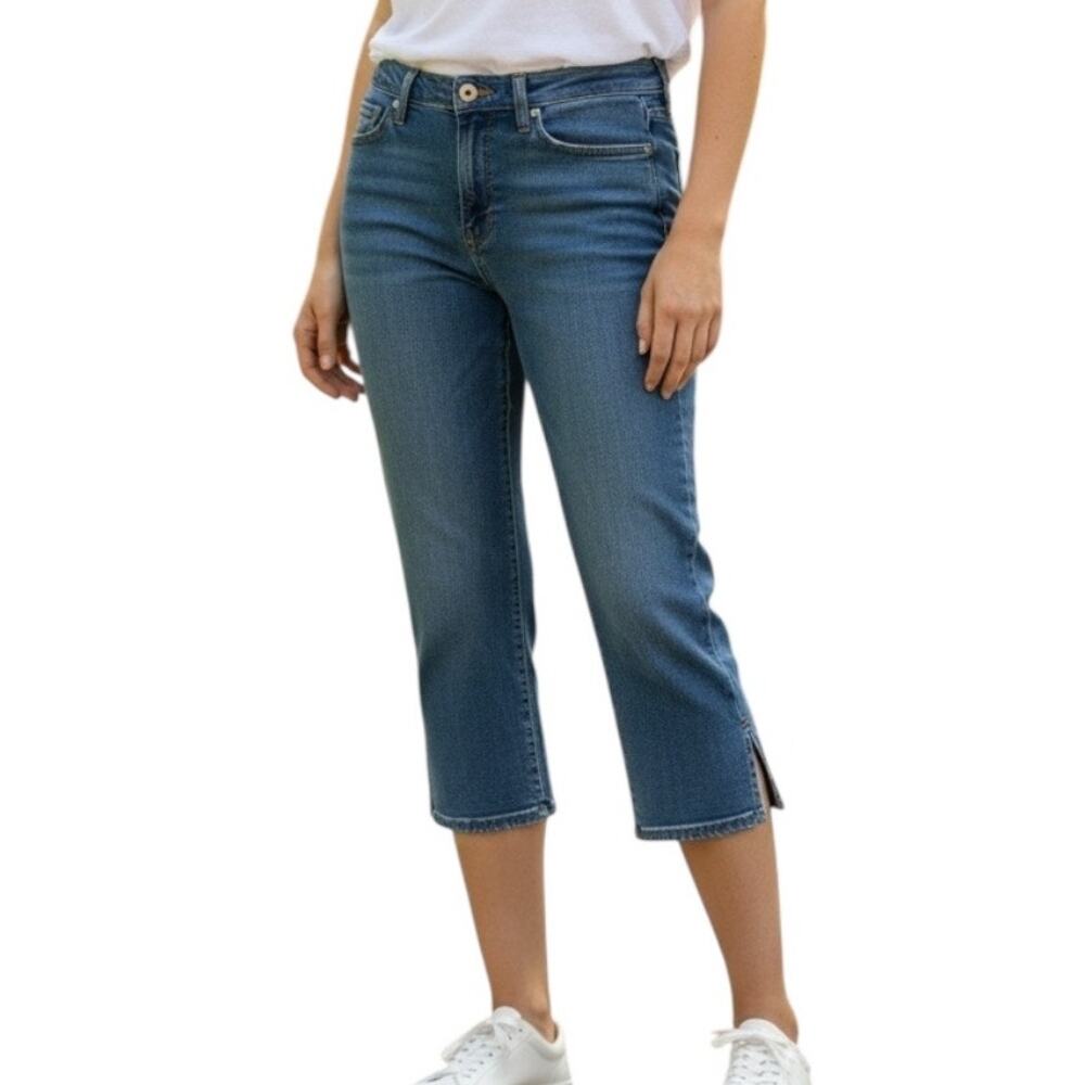 Vintage Tommy Hilfiger High Rise Cropped Jeans 10 Y2K Split Hem Cotton Denim